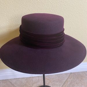 New wool Brim Hat/velvet bow trim.